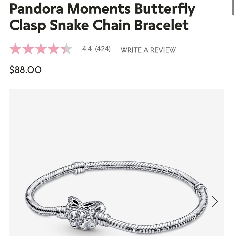 COPY - Pandora Butterfly Clasp Snake Chain Bracelet